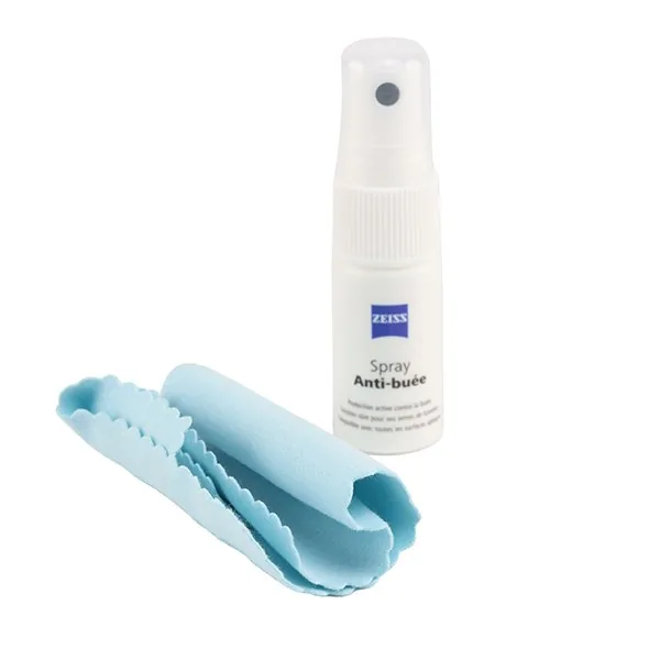 Zeiss kit anti-buée lunettes — spray 15 ml + chiffon microfibre