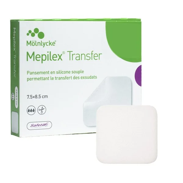 Mepilex Transfer pansement hydrocellulaire 7,5 × 8,5 cm — boîte de 10