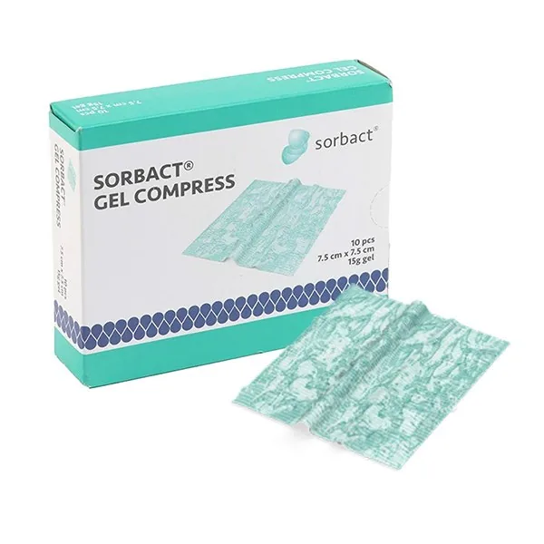 Inresa Sorbact compresses gel pansements — 7,5 × 7,5 cm, boîte de 10