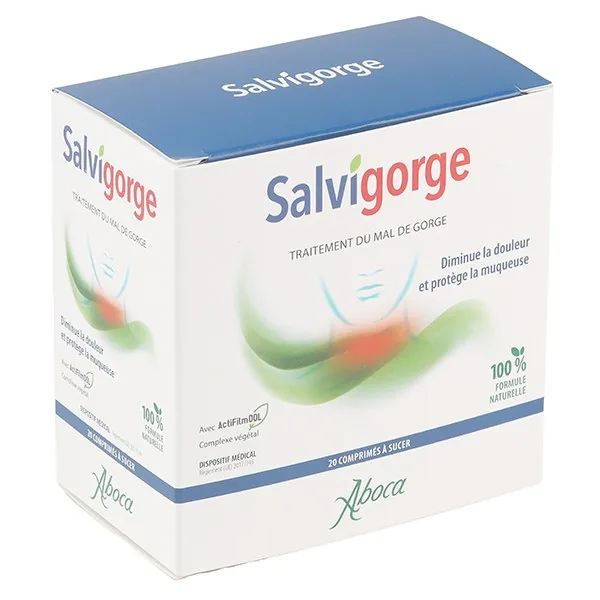 Aboca Salvigorge comprimés à sucer pour la gorge — boîte de 20