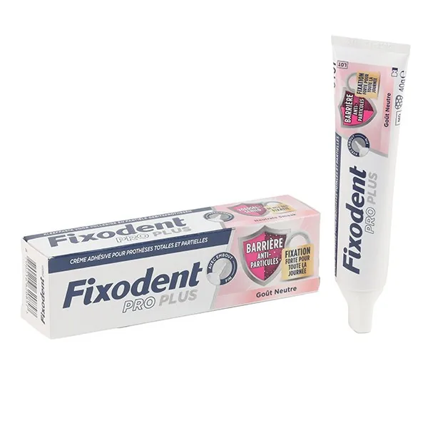Fixodent Pro Plus crème adhésive anti-particules goût neutre — 40 g