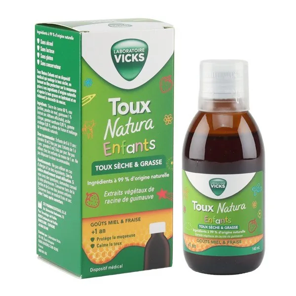 Toux Natura sirop enfant goût fraise — flacon de 140 ml