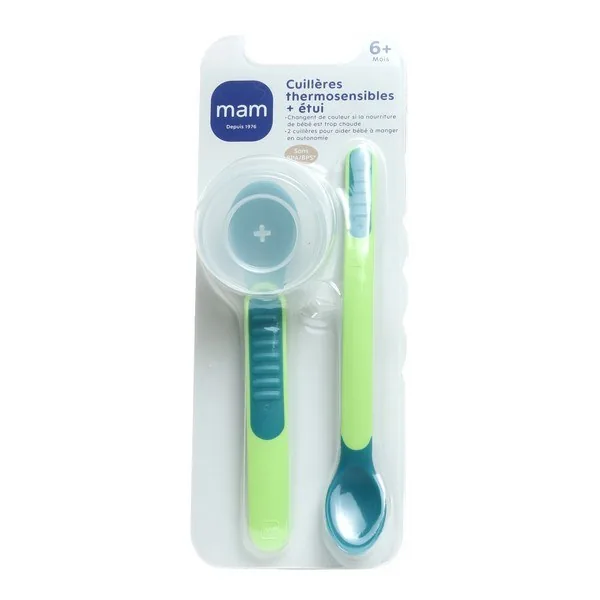 MAM cuillères thermosensibles avec étui de protection — lot de 2