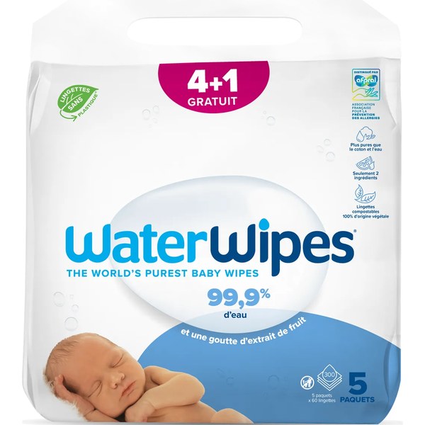 Lingettes à l’eau – Bébé – Lot de 5 paquets x 60 lingettes