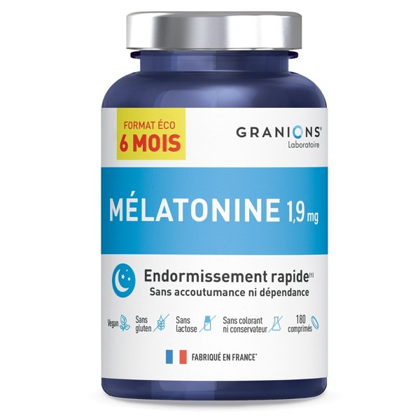 Granions Mélatonine 1,9 mg — 180 comprimés (format 6 mois)