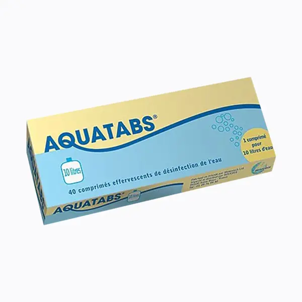 Aquatabs comprimés effervescents de purification de l'eau 10 L — boîte de 40