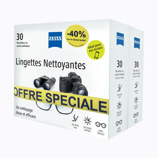 Lingettes nettoyantes pour lunettes Zeiss — lot de 2