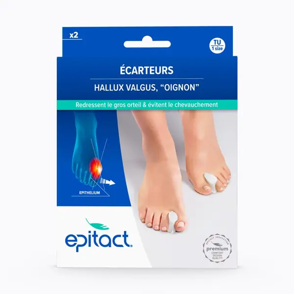 Écarteurs d'orteils hallux valgus Epitact — taille unique, boîte de 2