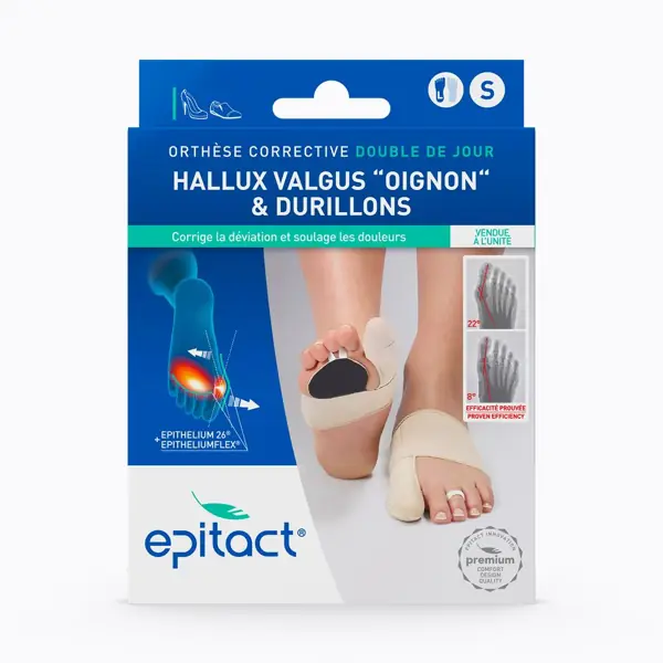 Orthèse hallux valgus double action Epitact (jour) — pied gauche, taille S