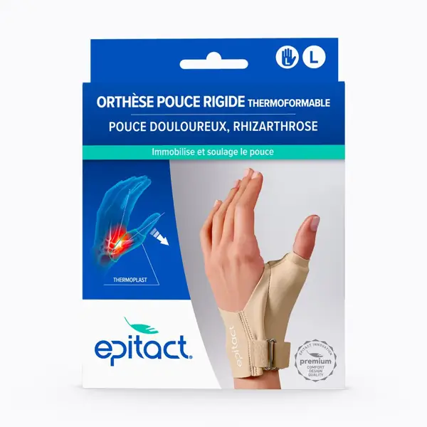 Orthèse de pouce thermoformable Epitact (nuit) — main gauche, taille L (LPPR)