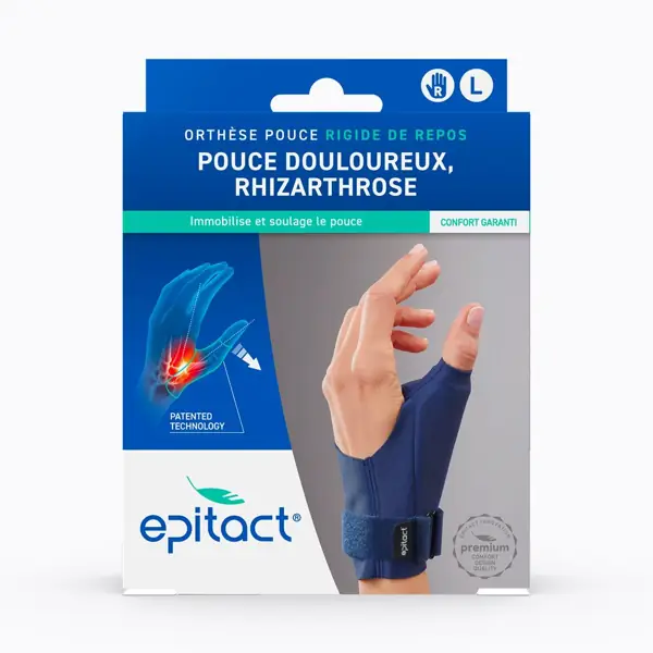 Orthèse de pouce rigide Epitact rhizarthrose — main droite, taille L (LPPR)