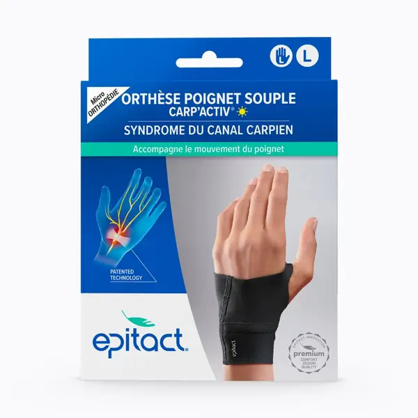 Orthèse de poignet souple Carp'Activ Epitact (jour) — main gauche, taille L