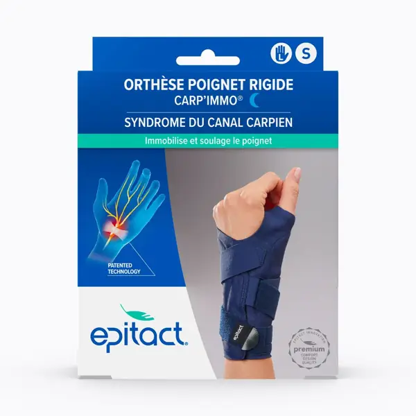 Attelle de poignet rigide Carp'Immo Epitact (nuit) — main gauche, taille S