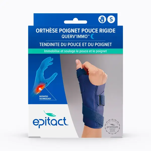 Orthèse poignet-pouce rigide Querv'Immo Epitact — main droite, taille S (LPPR)