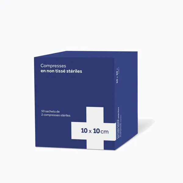 Solventum (3M) compresses stériles non tissées 10 × 10 cm — 50 sachets de 2