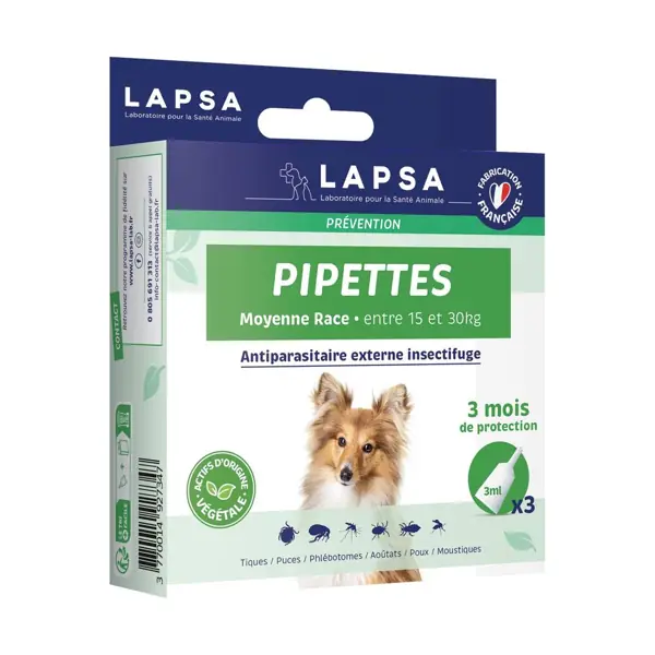 Pipettes insectifuges chien de moyenne race Lapsa — 3 × 3 ml