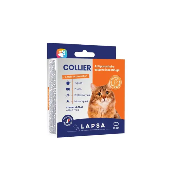 Collier antiparasitaire à l'icaridine Lapsa — chat