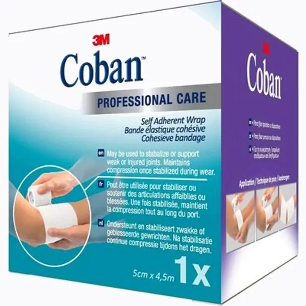 Bande cohésive Coban 3M sans latex 5 cm × 2,3 m — blanc