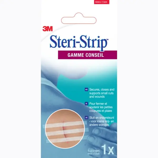 Steri-Strip bandelettes de suture adhésives — 6 × 75 mm, 3 pochettes