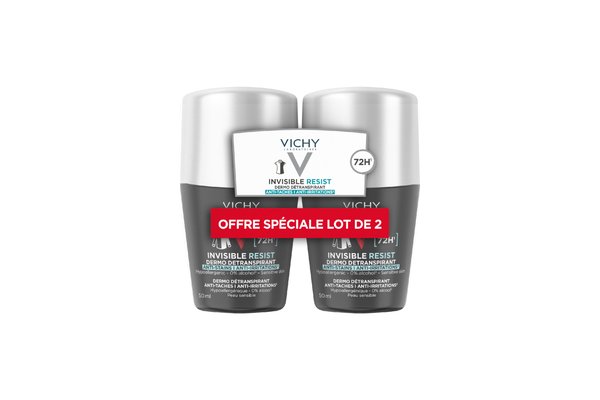 2x Dermo-détranspirant Vichy Homme Invisible Protect 72h 100ml