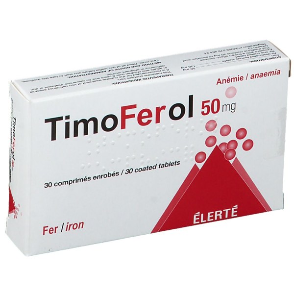 Boîte de TIMOFEROL 50 mg, comprimé enrobé