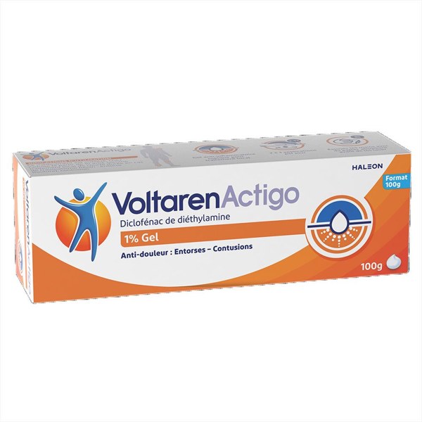 Boîte de VOLTARENACTIGO 1 POUR CENT, gel