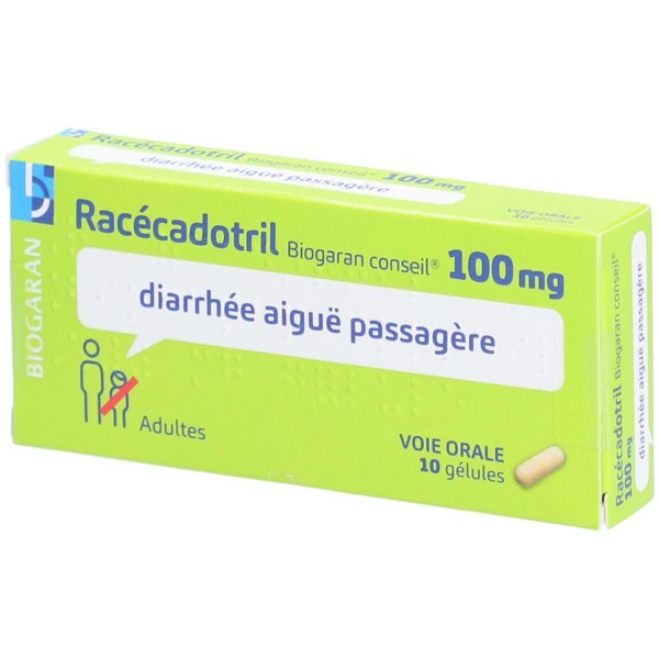 Boîte de RACECADOTRIL BIOGARAN CONSEIL 100 mg, gélule