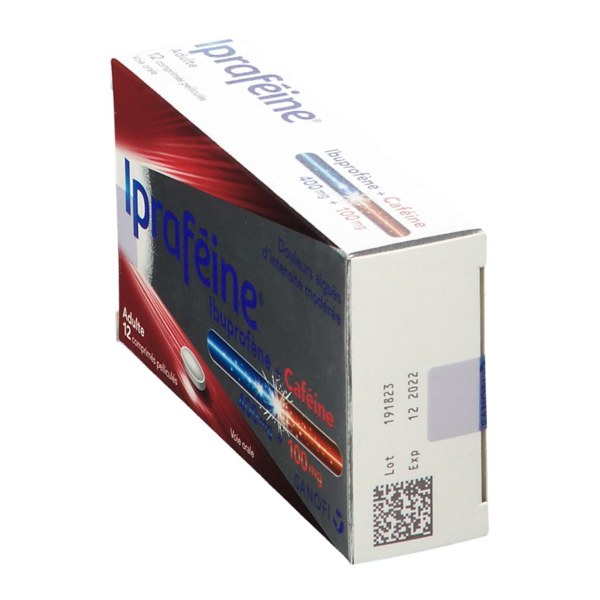 Boîte de IPRAFEINE 400 mg/100 mg, comprimé pelliculé