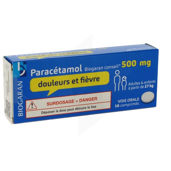 Boîte de PARACETAMOL BIOGARAN CONSEIL 500 mg, comprimé