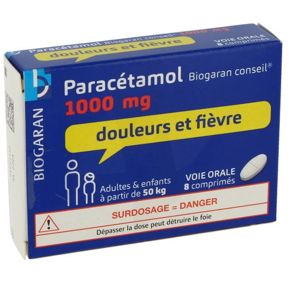 Boîte de PARACETAMOL BIOGARAN CONSEIL 1000 mg, comprimé