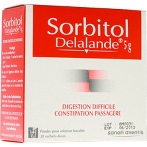 Boîte de SORBITOL DELALANDE 5 g, poudre pour solution buvable en sachet-dose
