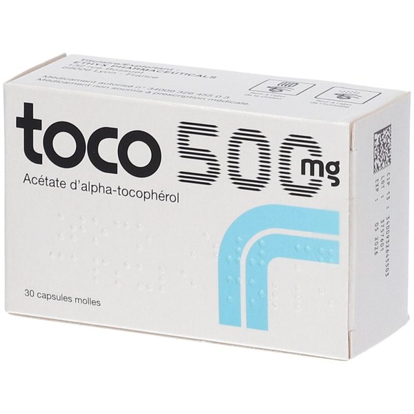 Boîte de TOCO 500 mg, capsule molle