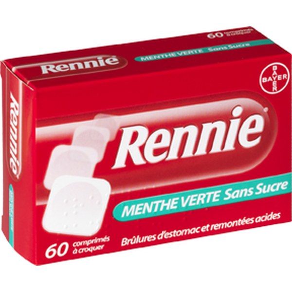 Boîte de RENNIE SANS SUCRE, comprimé à croquer