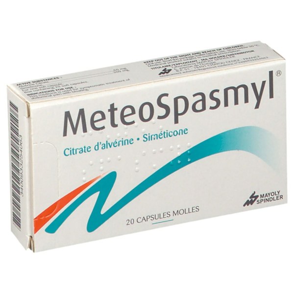 Boîte de METEOSPASMYL, capsule molle