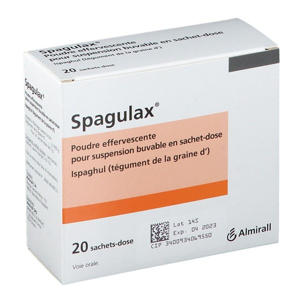 Boîte de SPAGULAX, poudre effervescente pour suspension buvable en sachet dose