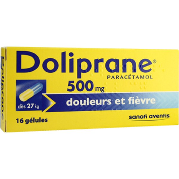 Boîte de DOLIPRANE 500 mg, gélule