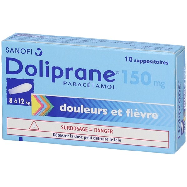 Boîte de DOLIPRANE 150 mg, suppositoire