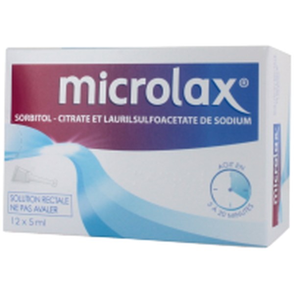 Boîte de MICROLAX SORBITOL CITRATE ET LAURILSULFOACETATE DE SODIUM, solution rectale en récipient unidose