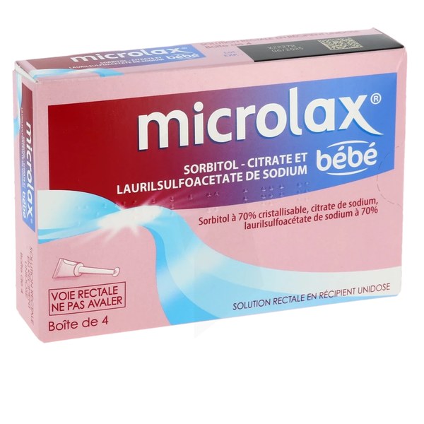 Boîte de MICROLAX BEBE SORBITOL CITRATE ET LAURILSULFOACETATE DE SODIUM, solution rectale en récipient unidose