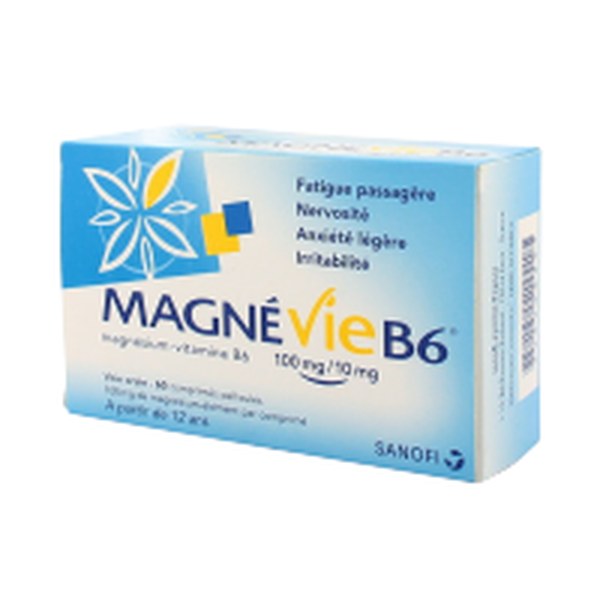 Boîte de MAGNEVIE B6 100 mg/10 mg, comprimé pelliculé