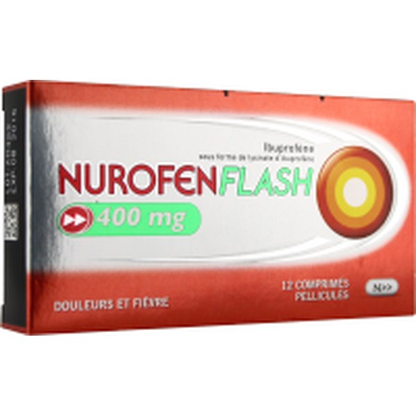 Boîte de NUROFENFLASH 400 mg, comprimé pelliculé