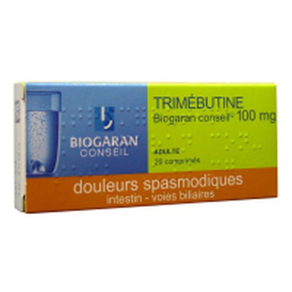Boîte de TRIMEBUTINE BIOGARAN CONSEIL 100 mg, comprimé