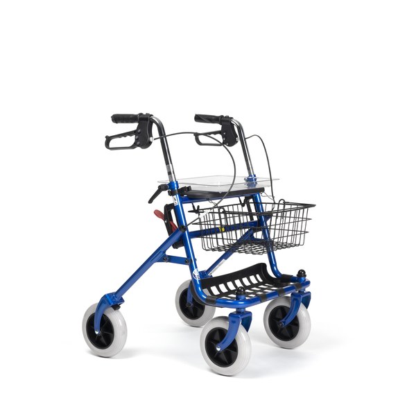 Rollator 4 roues panier bleu