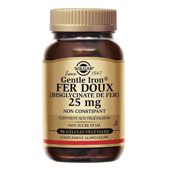Solgar Gentle Iron fer 25 mg gélules végétales