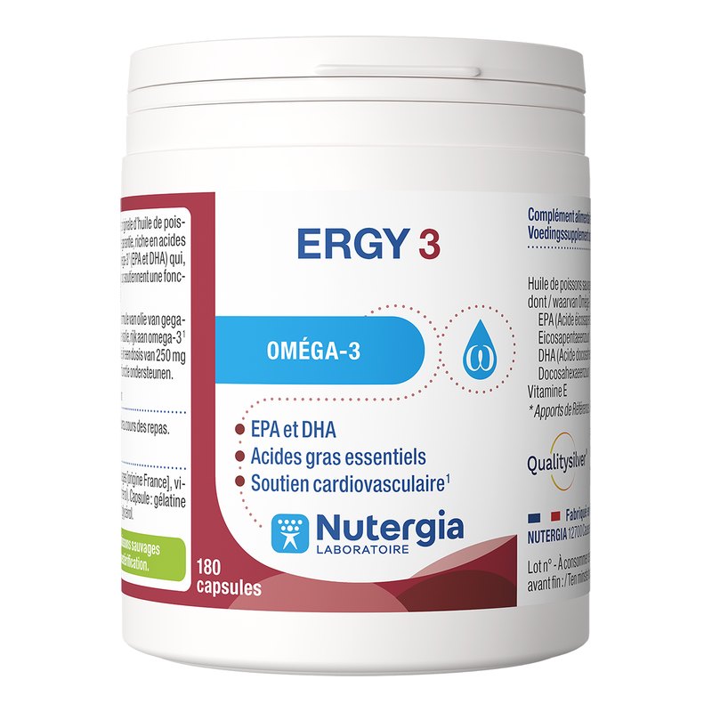Ergy 3 — Oméga-3 marins (EPA et DHA), 180 capsules