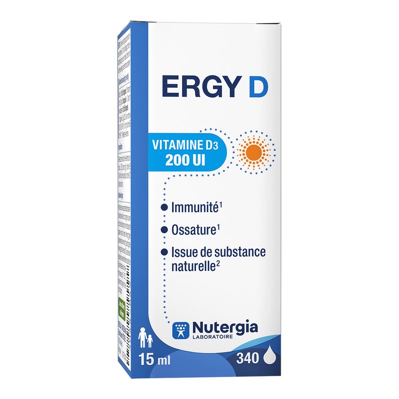 Ergy D — Vitamine D3 200 UI en gouttes, flacon 15 ml