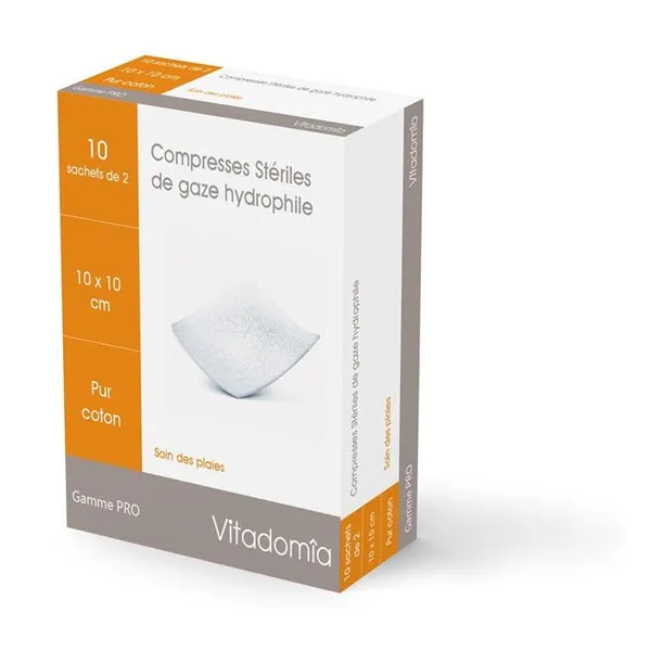 Compresses de gaze stériles 10 x 10 cm — Oxypharm — 10 sachets · 10 x 10 cm