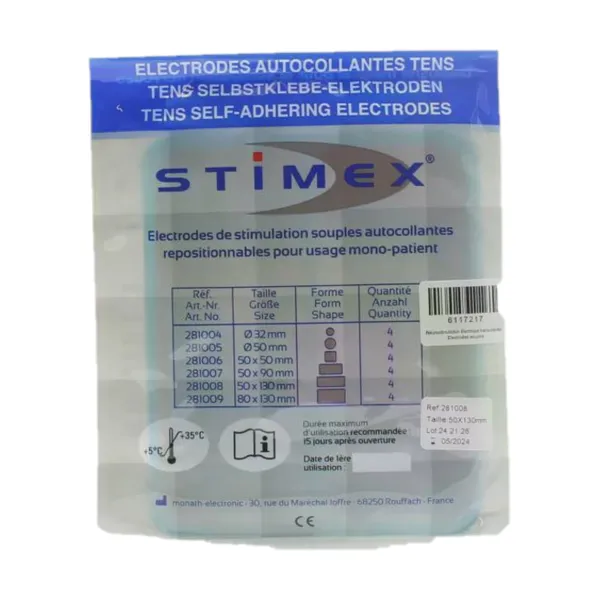 Électrodes Stimex rectangulaires 80 x 130 mm — Schwa-Medico — 80 x 130 mm