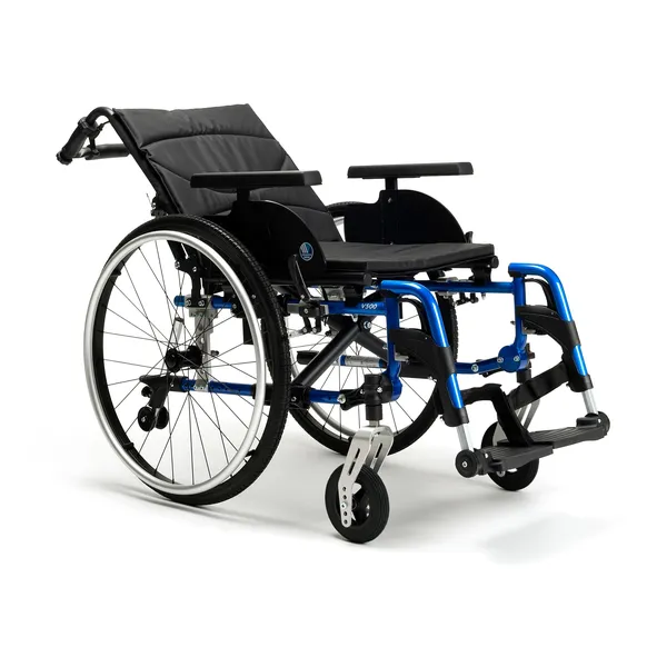 Fauteuil roulant léger V500 dossier inclinable 30°, bleu, assise 42 cm — Vermeiren
