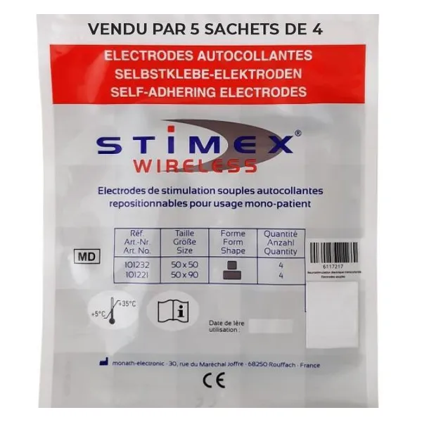Électrodes autocollantes sans fil Stimex pour Uro Wireless, 50 x 50 mm — Schwa-medico